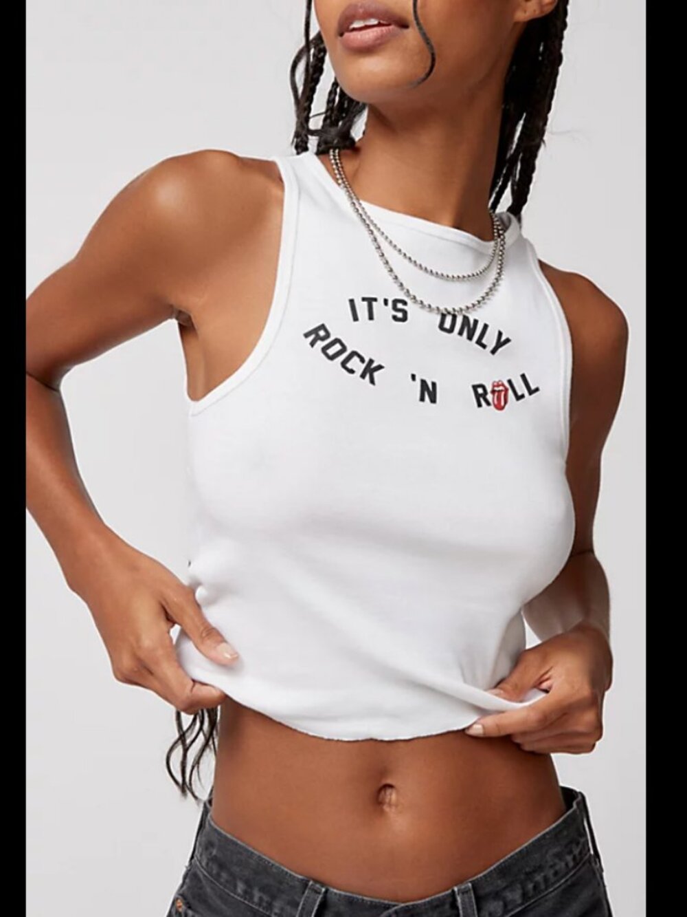 The Rolling Stones "It's Only Rock 'N Roll" Crop Tank in White XL/Black L - NWT!